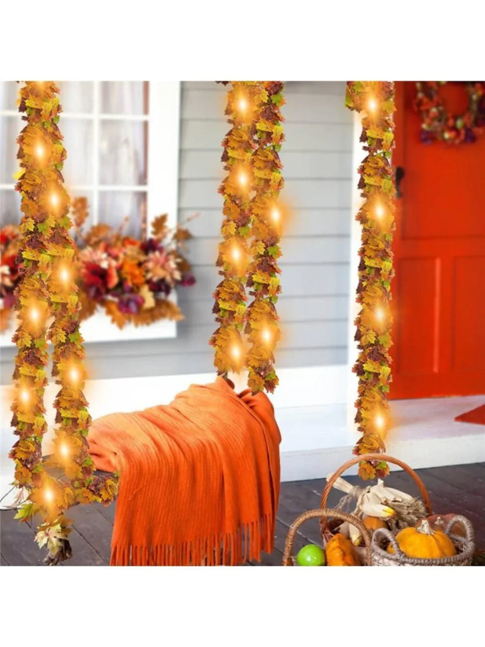 Fall Maple Garland Decoration Autumn Hanging Leave Vines for Home Garden